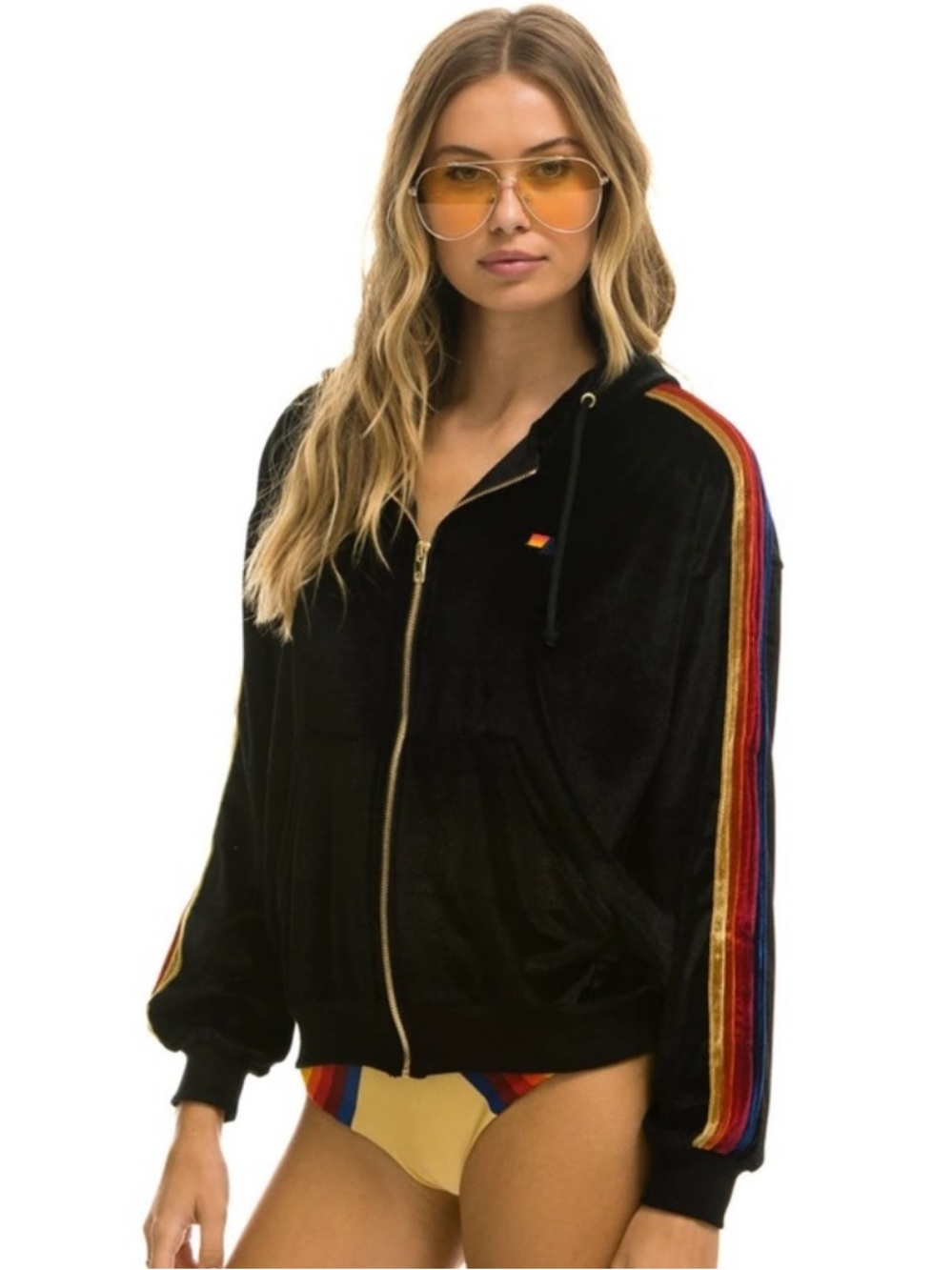 Aviator Nation Long Sleeve Velour Hoodie Size XS